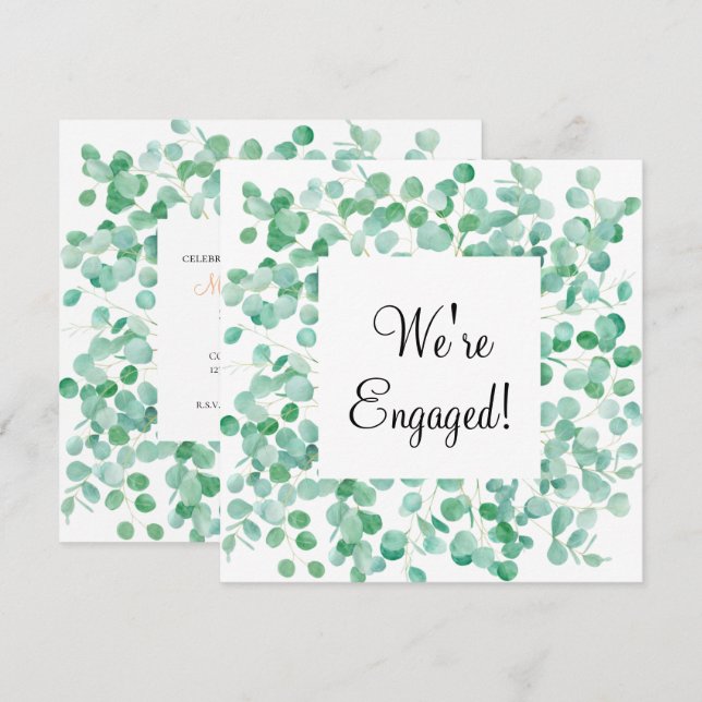 Vi är Engaged Elegant Eucalyptus Grönt Peach (Fram/baksida)