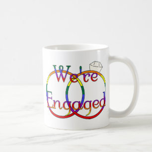 Vi är Engaged Rainbow Bröllop Ringar Kaffemugg