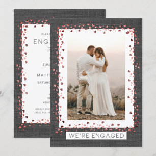 Vi är engagerad i Förlovningen Burlap Heart Photo Inbjudningar