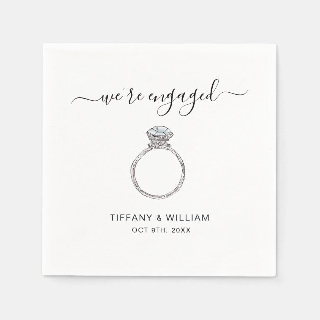 Vi är engagerade Elegant silver ring förlovning fe Pappersservett (Framsidan)