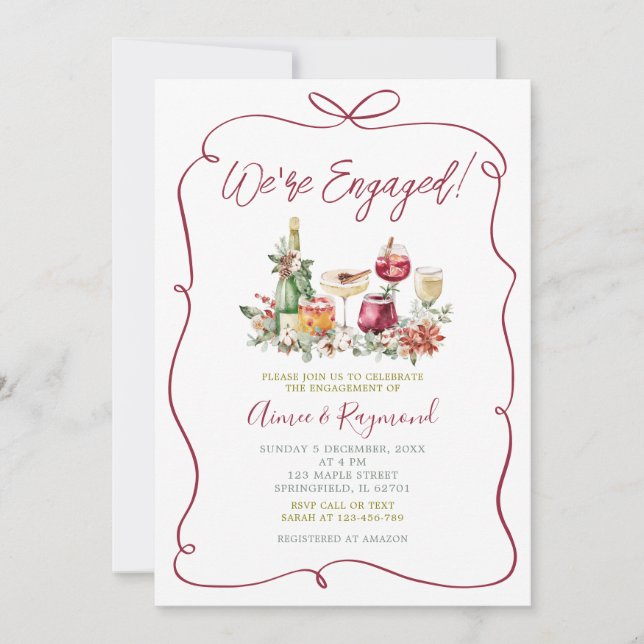 Vi är engagerade i julklapp Hand plockade Party Inbjudningar (Framsida)