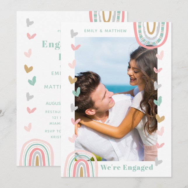 Vi är engagerade i Photo Modern Förlovningsfest Inbjudningar (Fram/baksida)