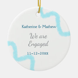 Vi är engagerade i snyggten spiral, blå grått julgransprydnad keramik