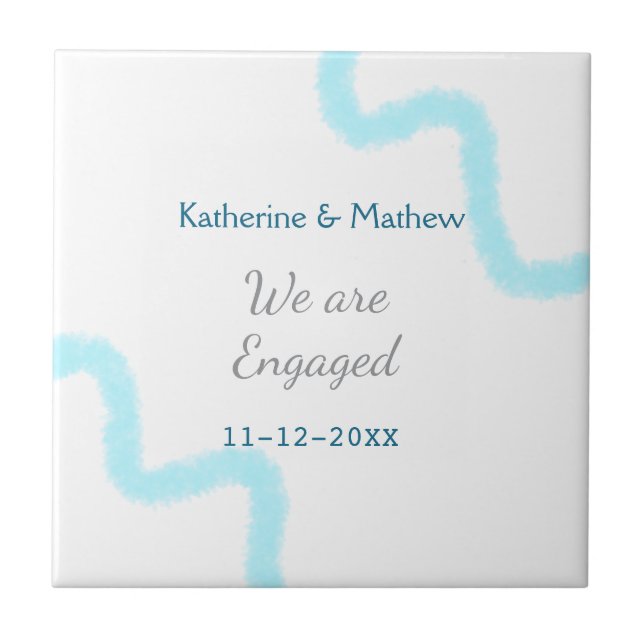 Vi är engagerade i snyggten spiral, blå grått kakelplatta (Framsidan)