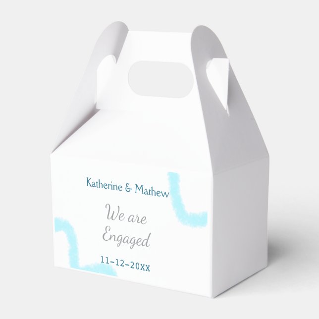 Vi är engagerade i snyggten spiral, blå grått presentaskar (Framsidan Sidan)