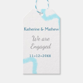 Vi är engagerade i snyggten spiral, blå grått presentetikett