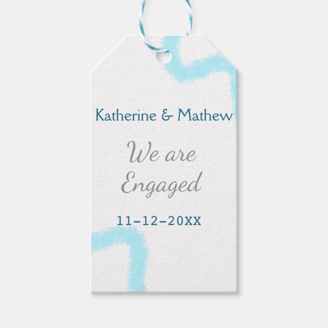 Vi är engagerade i snyggten spiral, blå grått presentetikett (Framsidan)