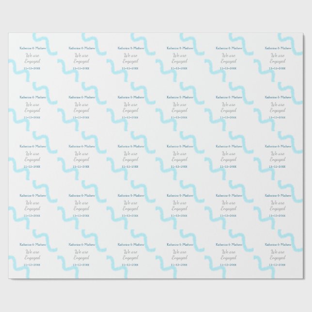 Vi är engagerade i snyggten spiral, blå grått presentpapper (Platt)