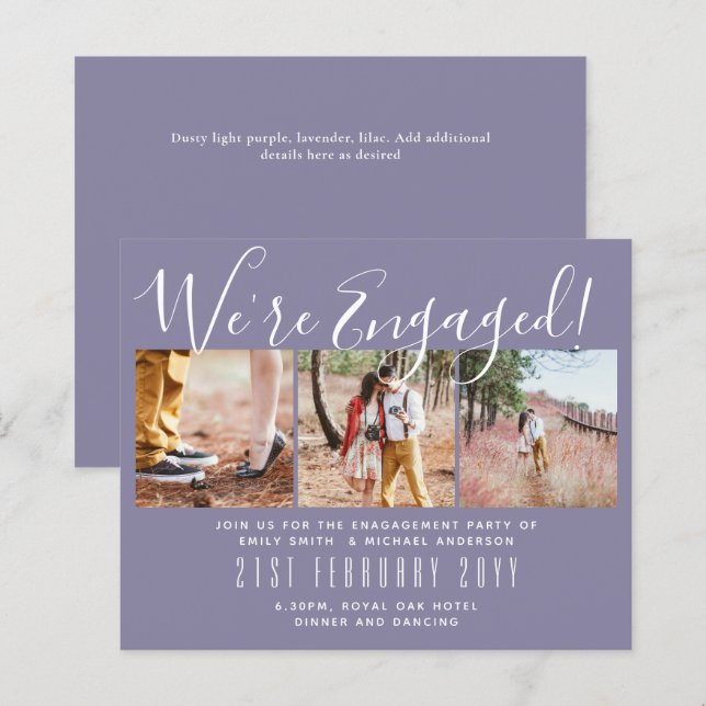 Vi är engagerade! Modern Photo Collage Inbjudnings (Fram/baksida)