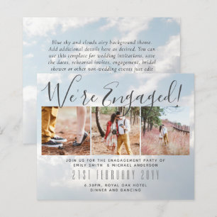 Vi är engagerade! Modern Photo Collage Inbjudnings