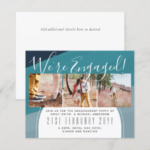 Vi är engagerade! Modern Photo Collage Inbjudnings