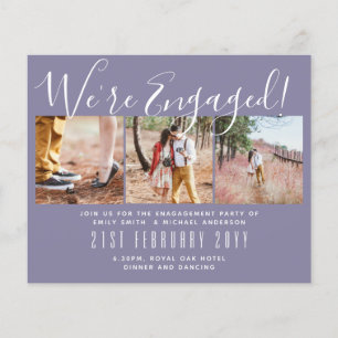 Vi är engagerade! Modern Photo Collage Inbjudnings Flygblad
