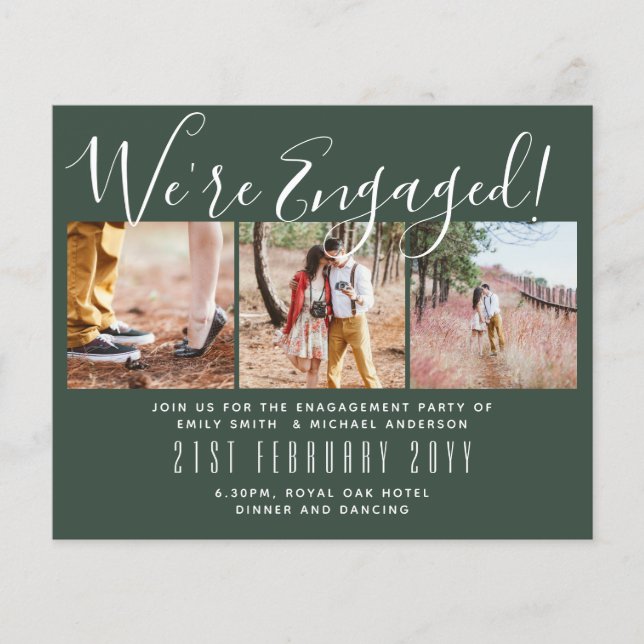 Vi är engagerade! Modern Photo Collage Inbjudnings Flygblad (Framsidan)