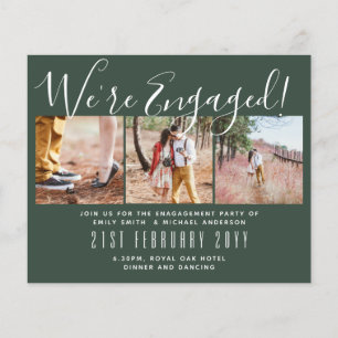 Vi är engagerade! Modern Photo Collage Inbjudnings Flygblad