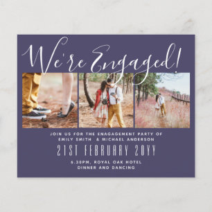 Vi är engagerade! Modern Photo Collage Inbjudnings Flygblad