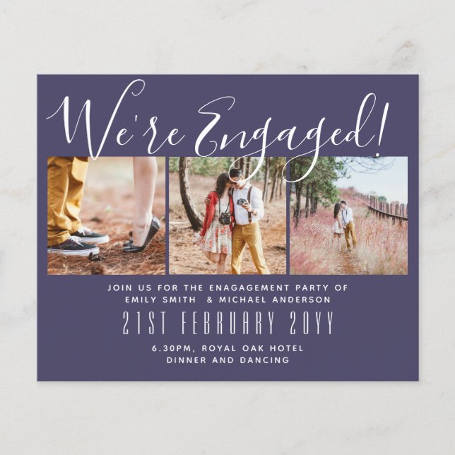 Vi är engagerade! Modern Photo Collage Inbjudnings Flygblad (Framsidan)