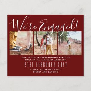 Vi är engagerade! Modern Photo Collage Inbjudnings Flygblad