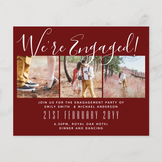 Vi är engagerade! Modern Photo Collage Inbjudnings Flygblad (Framsidan)