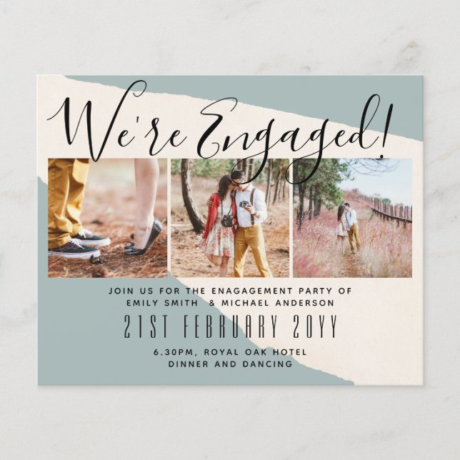 Vi är engagerade! Modern Photo Collage Inbjudnings Flygblad (Framsidan)