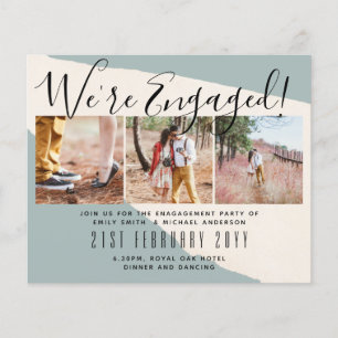Vi är engagerade! Modern Photo Collage Inbjudnings Flygblad
