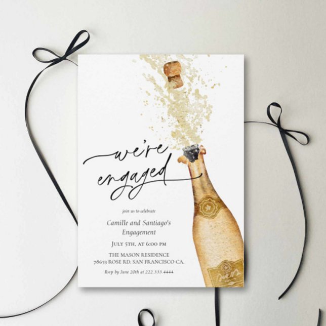 Vi är Engagerade Par Bröllopsfest Inbjudan (We're Engaged - Engagement Party Invitation)