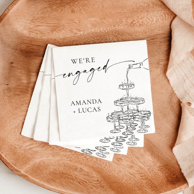 Vi är engagerade servetter, minimalistisk champagn pappersservett (Skapare uppladdad)