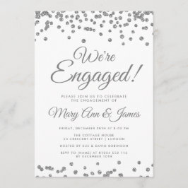 Vi är engagerade! Silver Glitter Confetti Inbjudningar