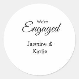 Vi är ett förlovat par namn romantisk stilfull enk runt klistermärke