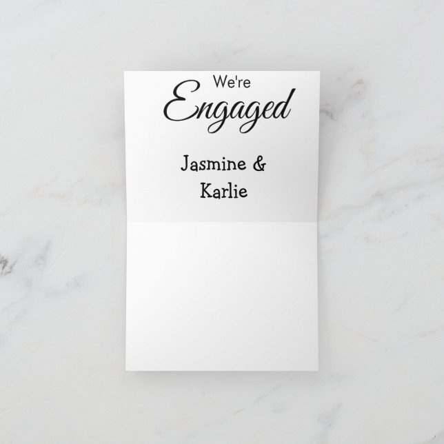 Vi är ett förlovat par namn romantisk stilfull enk tack kort (Inuti)