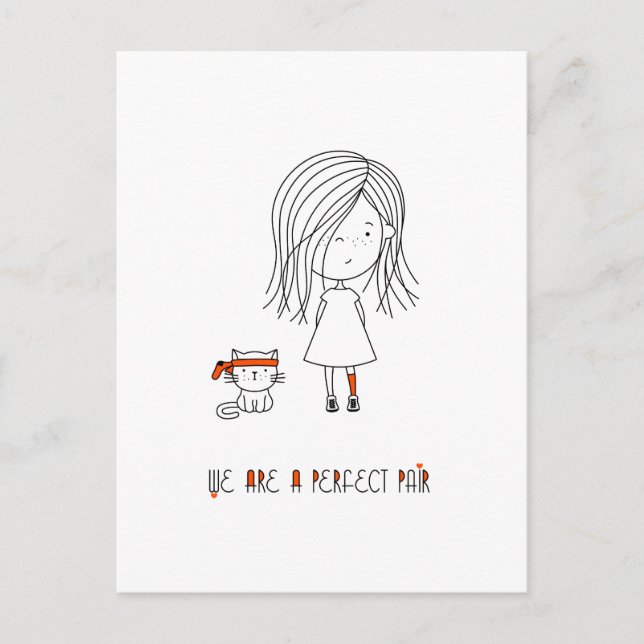 Vi är ett perfekt par söt och rolig flicka vykort (Framsida)