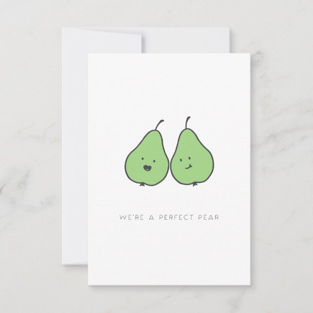 Vi är ett Perfekt Pear Valentine Card Tack Kort (Framsida)