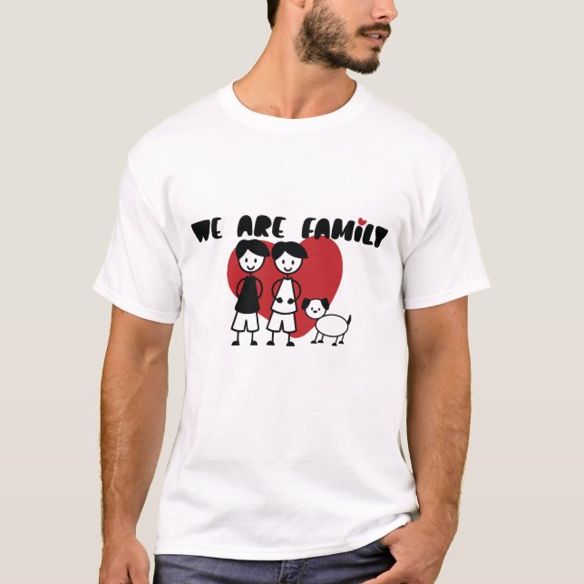 Vi är familj - Gay thema two manar and hund T Shirt (Framsida)