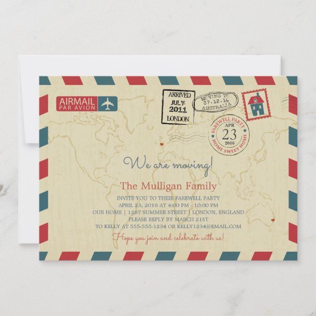 Vi är Flytta Airmail | Farewell Party Meddelande (Framsida)