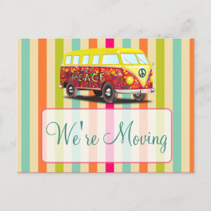 Vi är Flytta Retro Buss Notification Postcards Meddelande Vykort