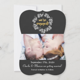 VI ÄR FÖRLOVAD! Rustik krans Bröllopsfotokort Inbjudningar