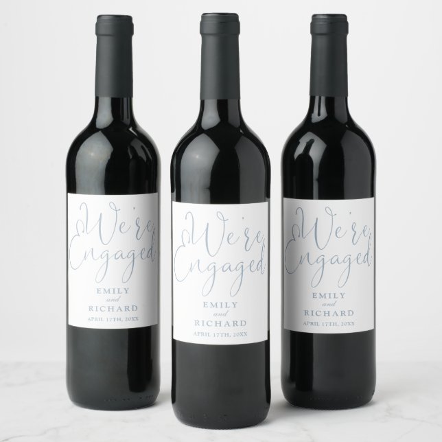 Vi är förlovade Förlovningsfest Dusty Blue Vinflaska Etikett (Flaskor)