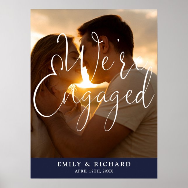 Vi är förlovade Förlovningsfest Foto Välkomstskylt Poster (Framsidan)