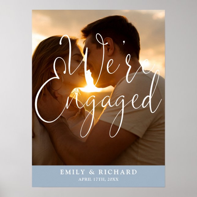 Vi är förlovade Förlovningsfest Foto Välkomstskylt Poster (Framsidan)