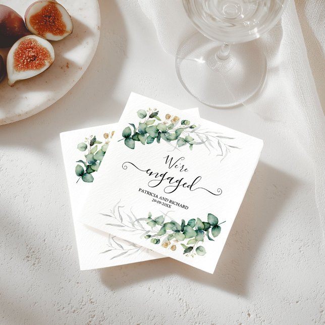 Vi är förlovade Guld Grönska Förlovning Pappersservett (Skapare uppladdad)