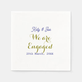 Vi är förlovade lila guld namn datum elegant enkel pappersservett