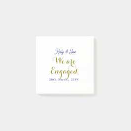 Vi är förlovade lila guld namn datum elegant enkel post-it block
