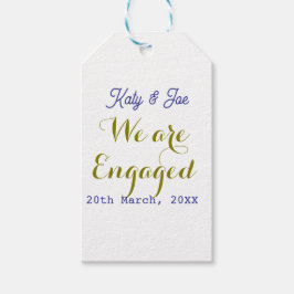 Vi är förlovade lila guld namn datum elegant enkel presentetikett