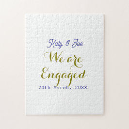 Vi är förlovade lila guld namn datum elegant enkel pussel