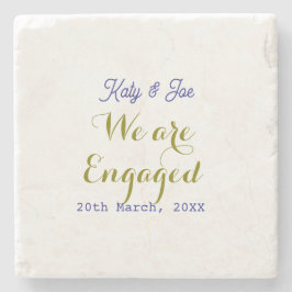 Vi är förlovade lila guldnamn datum elegant enkel stenunderlägg