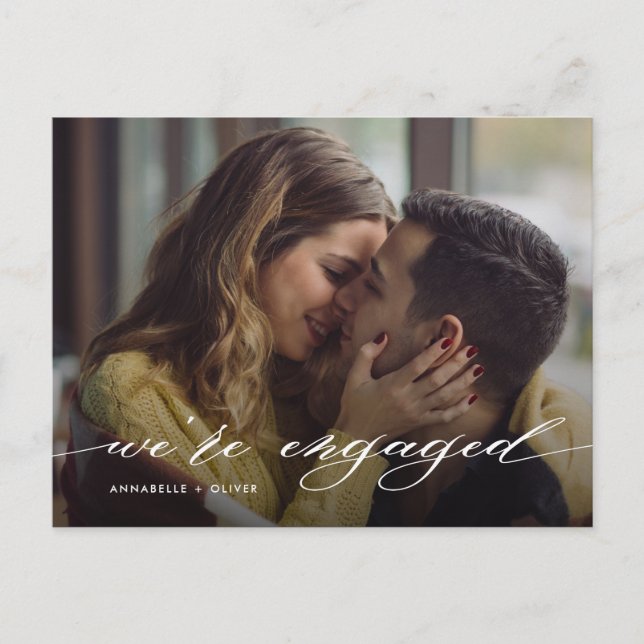 Vi är förlovade Modernt foto Meddelande Vykort (Framsida)
