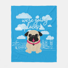 Vi är gående ställen reser mops fleecefilt