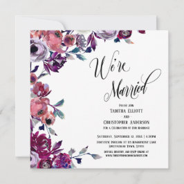 Vi är gifta Blomstrande Skrift Fet Blommor Inbjudningar