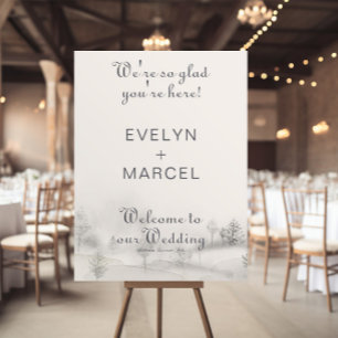 Vi är glada att du är här Winter Wedding Välkommen Poster