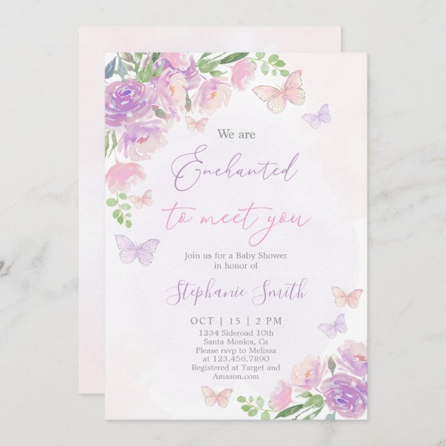 Vi är glada att träffa din babyflicka inbjudningar (Fram/baksida)