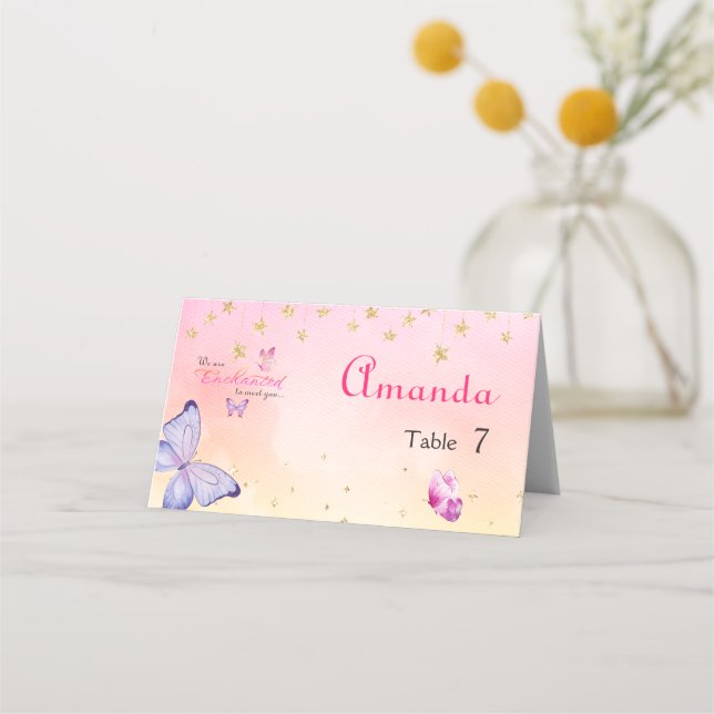 Vi är glada över att träffa din fjärilshuggare placeringskort (Framsida)